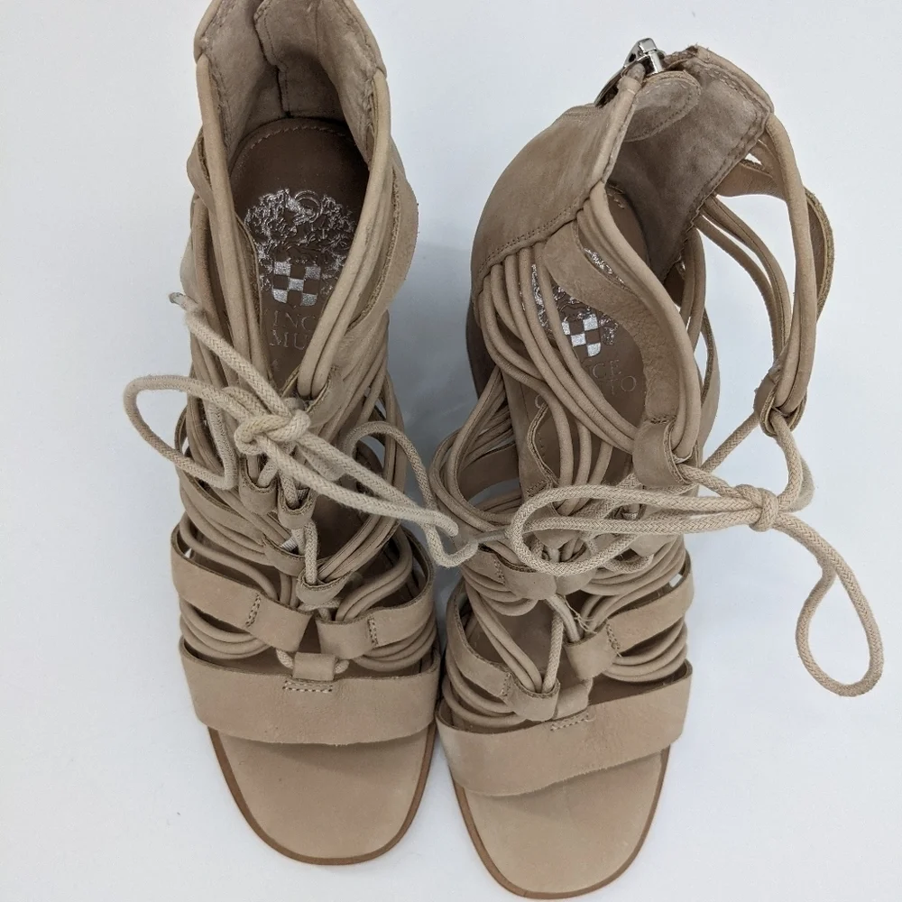 VINCE CAMUTO Kaiann Lace Up Heeled Sandals